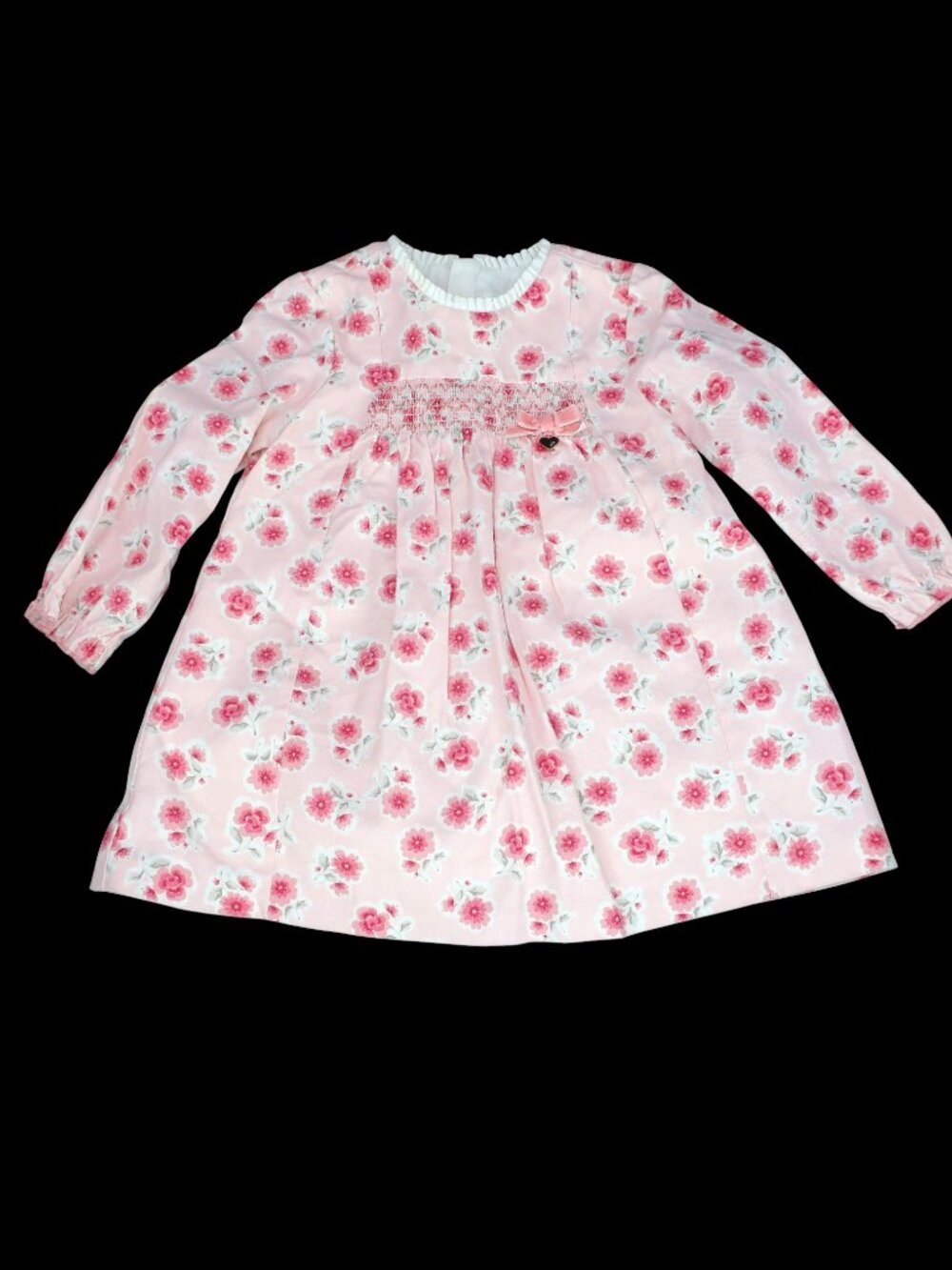 Mayoral Newborn Pink Floral Dress with Bow Long Sleeve Baby Girl 6-9 Months